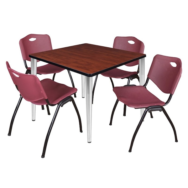 Regency Kahlo Square Table & Chair Sets, 36 W, 36 L, 29 H, Wood, Metal, Plastic Top, Cherry - TPL3636CHCM47BY