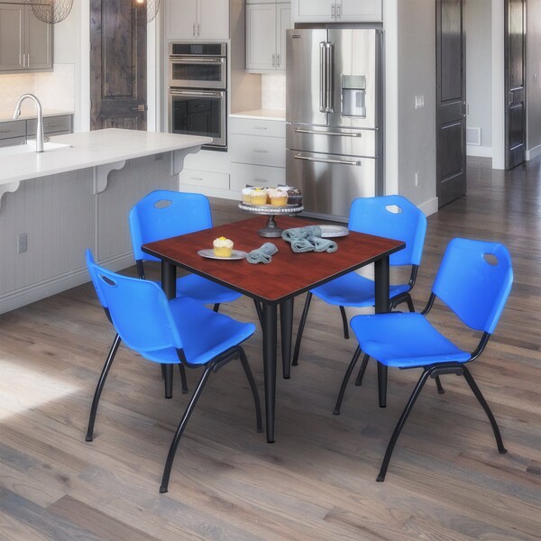 Regency Kahlo Square Table & Chair Sets, 42 W, 42 L, 29 H, Wood, Metal, Plastic Top, Cherry - TPL4242CHBK47BE