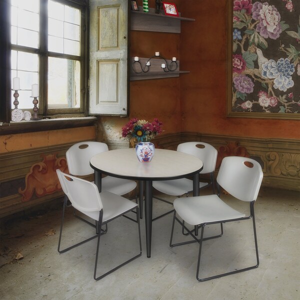 Regency Kahlo Round Table & Chair Sets, 42 W, 42 L, 29 H, Wood, Metal, Polypropylene Top, Maple - TPL42RNDPLBK44GY