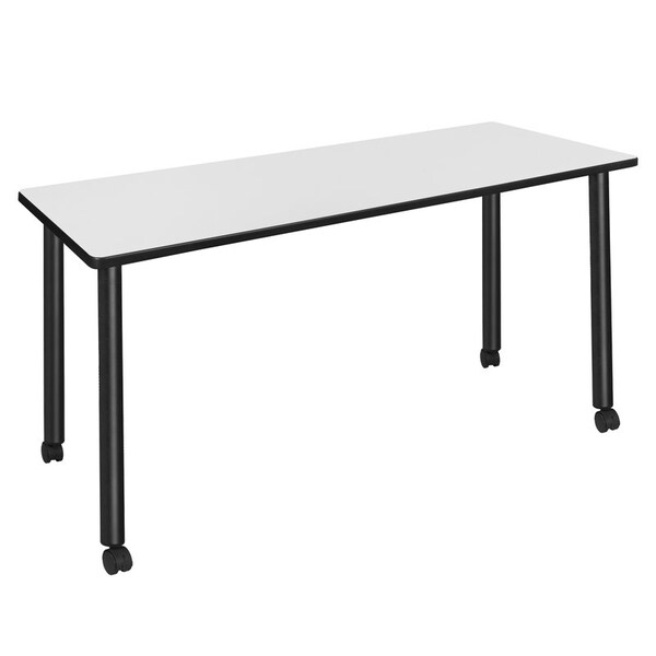 Regency Kee Mobile Tables, 60 W, 24 L, 29 H, Wood, Metal Top, White - MTC6024WHBK
