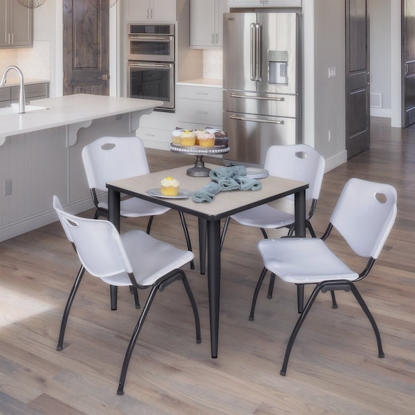 Regency Kahlo Square Table & Chair Sets, 30 W, 30 L, 29 H, Wood, Metal, Plastic Top, Maple - TPL3030PLBK47GY