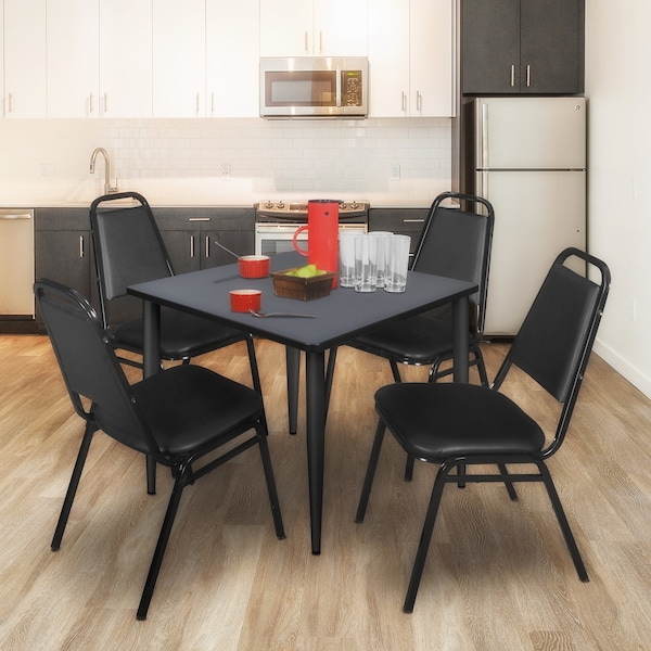 Regency Kahlo Square Table & Chair Sets, 42 W, 42 L, 29 H, Wood, Metal, Vinyl Top, Grey - TPL4242GYBK29BK