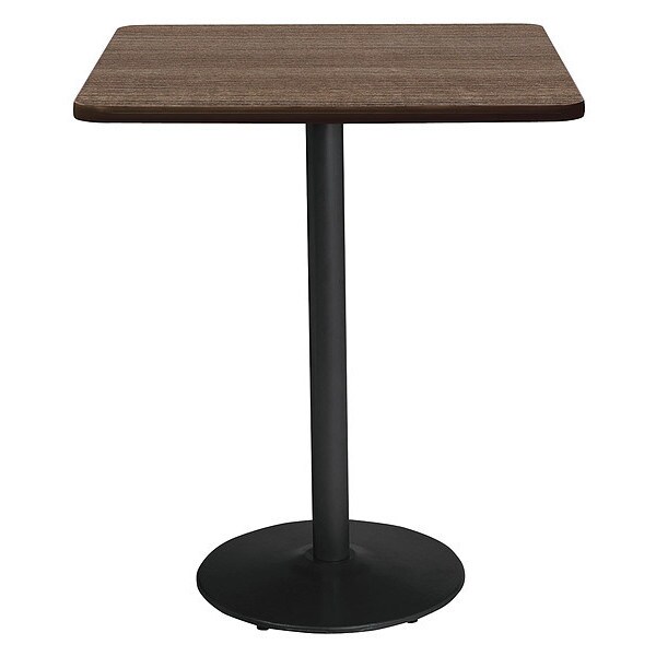 Kfi Square KFI Mode 42" Square Top Breakroom Table, Studio Teak Finish, Round Black Base, Bistro Height - T42SQ-B1922-BK-7960K-38