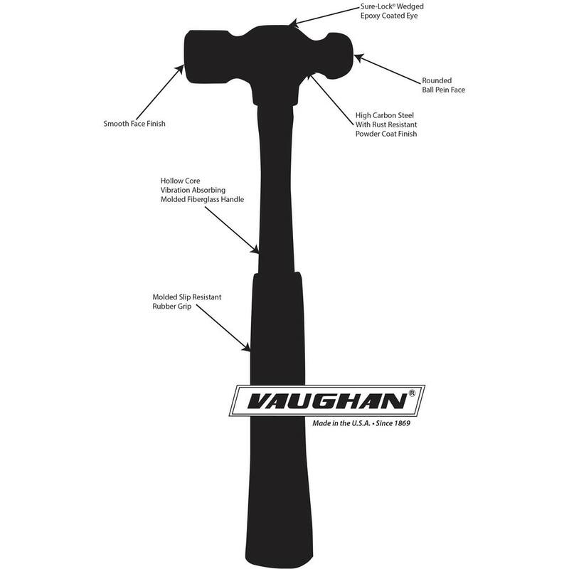 Vaughan 12 oz. Steel Ball Pein Hammer with 13 in. Fiberglass Handle - FS2012