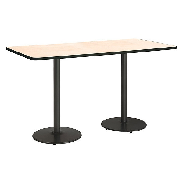 Kfi Rectangle KFI Mode 42" x 96" Conference Table, Natural Finish, Round Black Base, Bistro Height - T4296-B1922-BK-NA-38