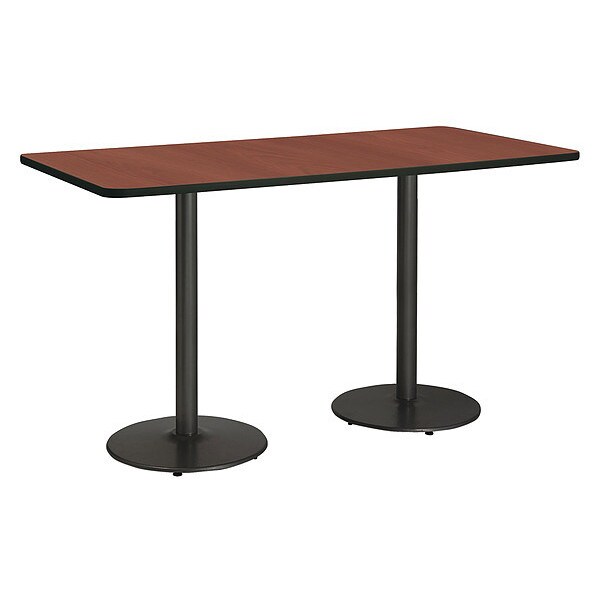 Kfi Rectangle KFI Mode 42" x 96" Conference Table, Mahogany Finish, Round Black Base, Bistro Height - T4296-B1922-BK-MH-38