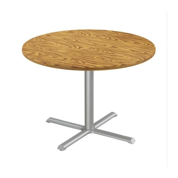Correll Round Cafe Table, 42 in W, 42 in L, 29 in H, Particleboard Top, Medium Oak - SXT42R-06-98-06