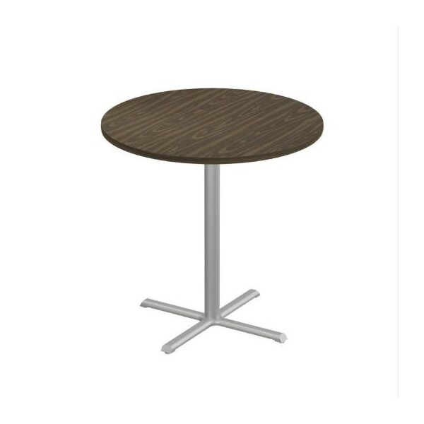 Correll Round Cafe Table, 48 in W, 48 in L, 42 in H, Particleboard Top, Walnut - SXB48R-01-98-01