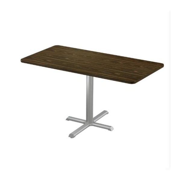 Correll Rectangle Cafe Table W/ Cross Base, 48 in W, 30 in L, 29 in H, Particleboard Top, Walnut - SCT3048-01-98-01