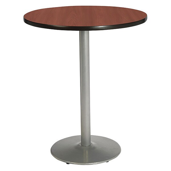 Kfi Round KFI Dark Mahogany 42in Breakroom Table with Round Silver Base, Dark Mahogany, 42 W, 42 L - T42RD-B1922SL-38-MH