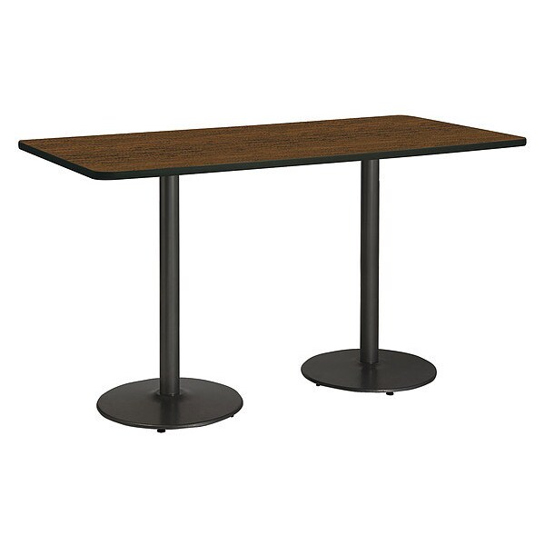 Kfi Rectangle KFI Mode 42" x 96" Conference Table, Walnut Finish, Round Black Base, Bistro Height, 96 W - T4296-B1922-BK-WL-38