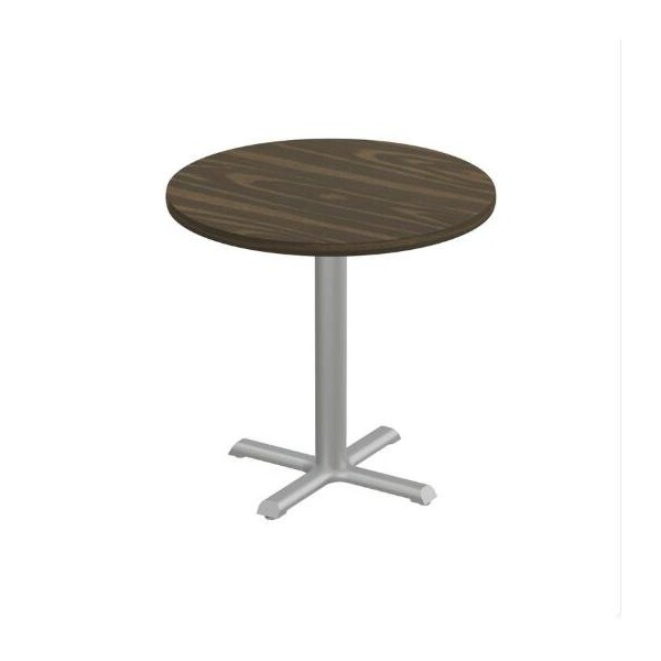 Correll Round Cafe Table, 30 in W, 30 in L, 29 in H, Particleboard Top, Walnut - SXT30R-01-98-01