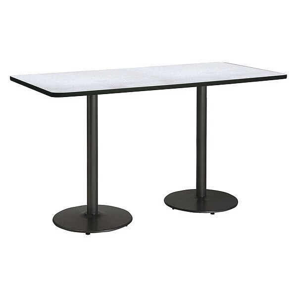 Kfi Rectangle KFI Mode 42" x 96" Conference Table, Grey Nebula Finish, Round Black Base, Bistro Height - T4296-B1922-BK-GYN-38
