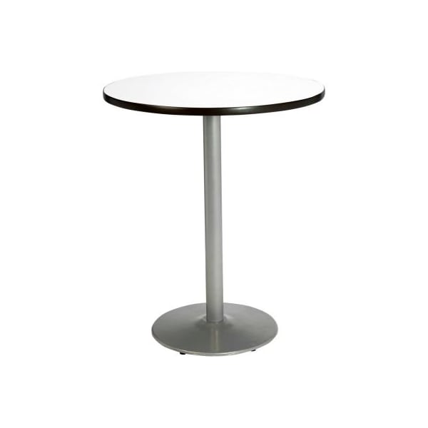 Kfi KFI 36" Round Bar Height Restaurant Table, White Table/Silver Base - T36RD-B1922-SL-CL-38