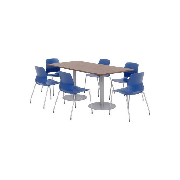Kfi KFI Table & Chair Set, 72"Lx36"W, Teak Table With Navy Chairs - OLTFL3672RA-B1922-SL-7960K-OL2700-P03
