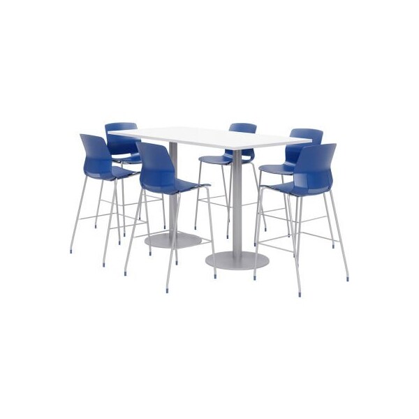 Kfi KFI Table & Stool Set, 72"Lx36"W, White Table With Navy Stools - OLTFL3672RA-B1922-SL-41-D354-OL2700BR-P