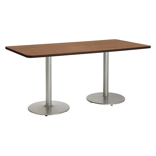 Kfi Rectangle Ped Table, River Cherry/Slvr, 42"x96"x29", 96" W, 42" L, 29" (Cafe Height) H, HPL Top - T4296-B1922-SL-7937