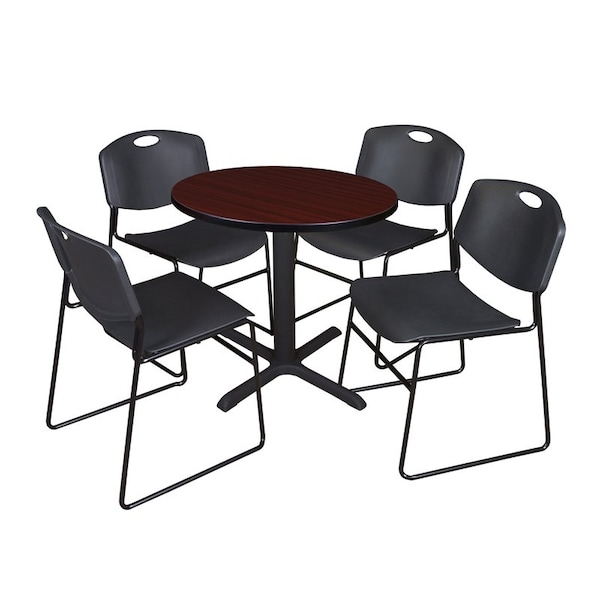 Cain Round Tables > Breakroom Tables > Cain Round Table & Chair Sets, Wood|Metal|Polypropylene Top - TB30RNDMH44BK