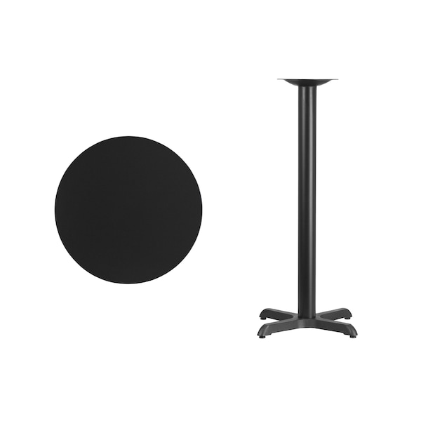 Flash Furniture Round Laminate Table Top, 24" W, 24" L, 43.125" H, Black - XU-RD-24-BLKTB-T2222B-GG