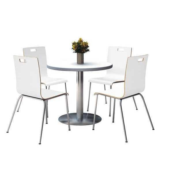 Kfi Round Breakroom Table And Chair Set, 34"(Chair) H, Wood Top, Crisp Linen - T36RD-B1922SL-CRISP LINEN-9222CH-WH
