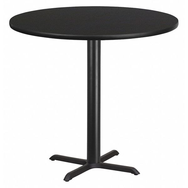 Flash Furniture Round Laminate Table Top, 42" W, 42" L, 43.125" H, Laminate Top, Wood Grain - XU-RD-42-BLKTB-T3333B-GG