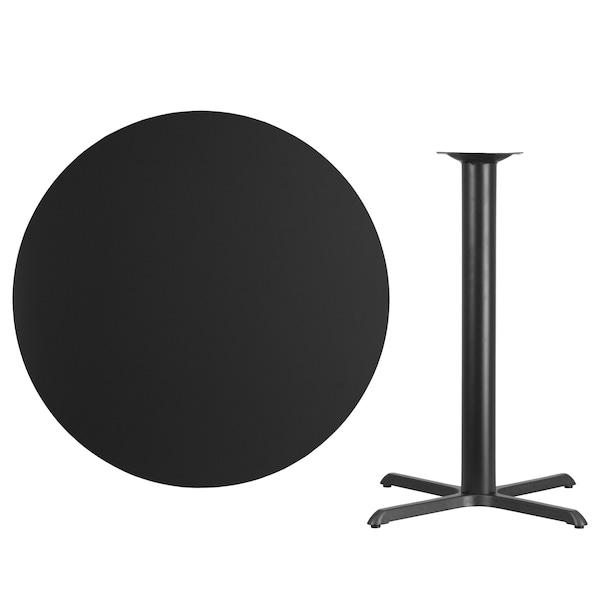 Flash Furniture Round Laminate Table Top, 42" W, 42" L, 43.125" H, Laminate Top, Wood Grain - XU-RD-42-BLKTB-T3333B-GG
