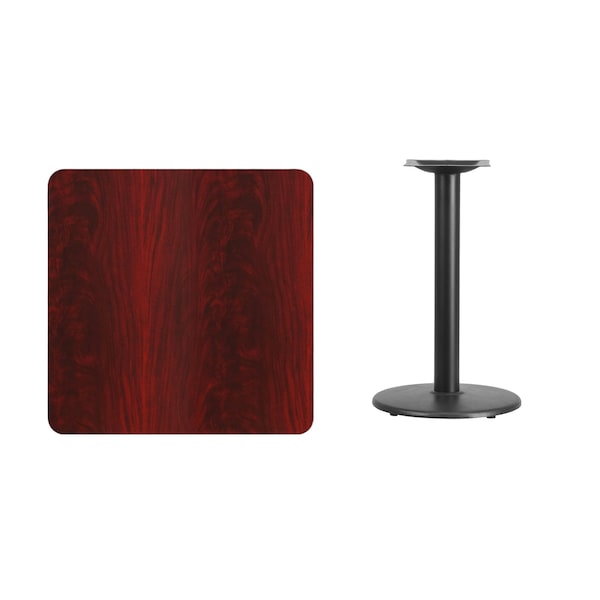 Flash Furniture Square Laminate Table, 30" W, 30" L, 31.125" H, Laminate Top, Wood Grain - XU-MAHTB-3030-TR18-GG