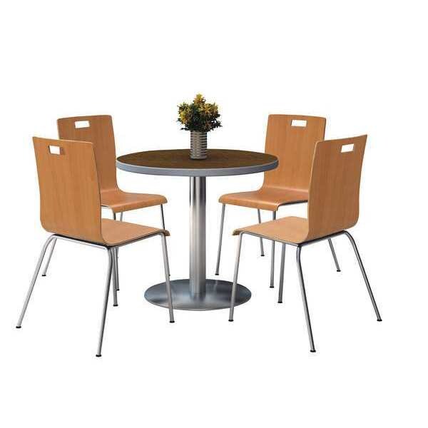 Kfi Round 36 W, 36 L, 29 H, Wood Top, Walnut - T36RD-B1922SL-WL-9222CH-NA