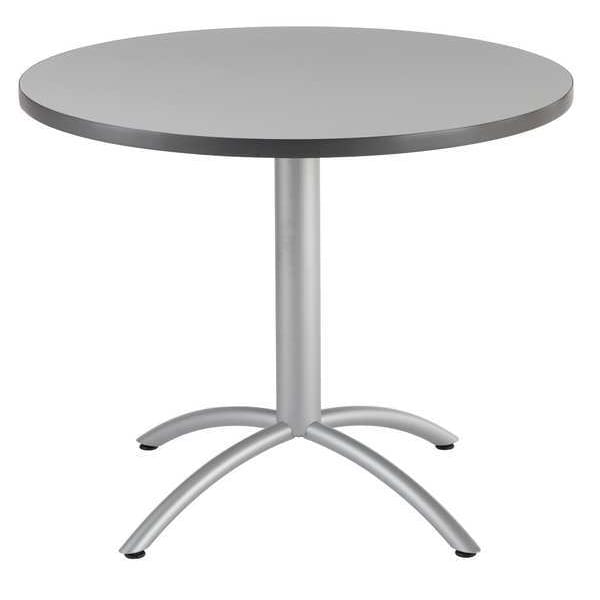 Iceberg Round CafÃ©Worksâ„¢ Table, Gray - 36" Round x 29"H, 36" W, 29" H, Laminated Melamine Top, Grey - 65621