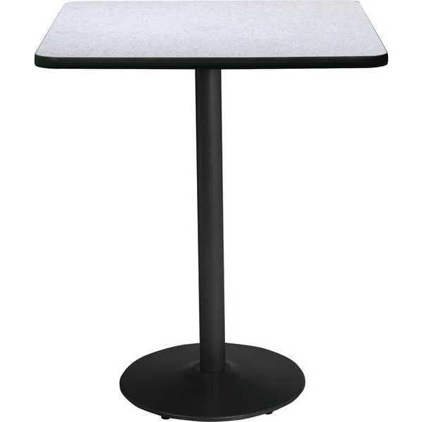 Kfi Square KFI 30" Square Breakroom Table with Grey Nebula Top, Round Black Base. Bistro Height, 30 W - T30SQ-B1917-BK-GYN-38