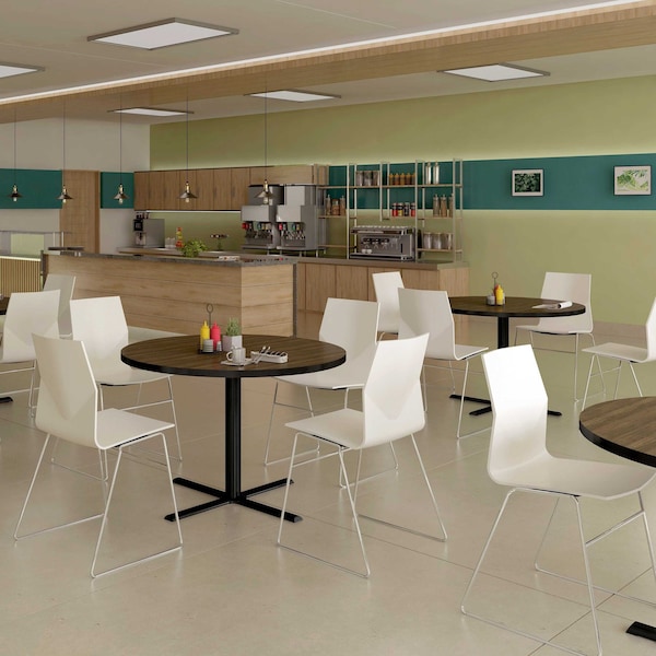 Correll Round Cafe Bistro and Breakroom Pedestal Table, 29" H, High Pressure Laminate Top, Black Granite - BXT24R-07