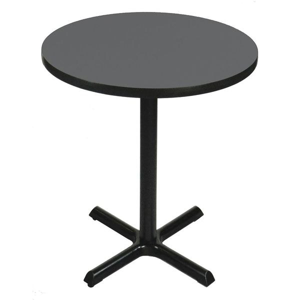 Correll Round Cafe Bistro and Breakroom Pedestal Table, 29" H, High Pressure Laminate Top, Black Granite - BXT24R-07