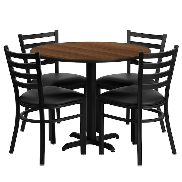 Flash Furniture Round Table Set, 36" W, 36" L, 30" H, Laminate Top, Wood Grain - HDBF1032-GG