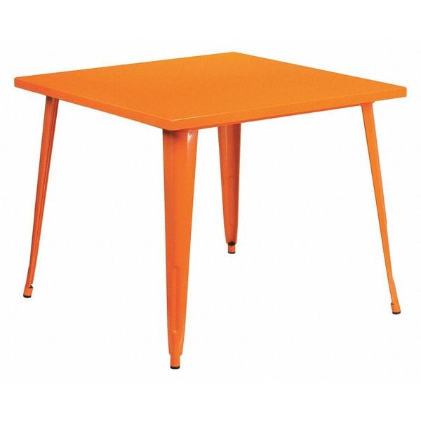 Flash Furniture Square 35.5" W, 35.5" L, 29.75" H, Galvanized Steel, Rubber Top, Orange - CH-51050-29-OR-GG