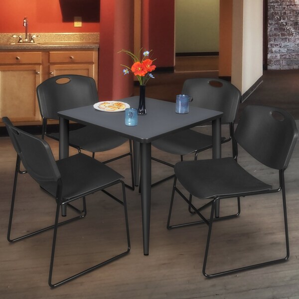 Regency Kahlo Square Table & Chair Sets, 30 W, 30 L, 29 H, Wood, Metal, Polypropylene Top, Grey - TPL3030GYBK44BK