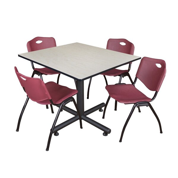 Kobe Square Tables > Breakroom Tables > Kobe Square Table & Chair Sets, Wood|Metal|Plastic Top, Maple - TKB4848PL47BY