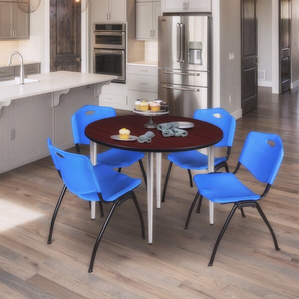 Regency Kahlo Round Table & Chair Sets, 48 W, 48 L, 29 H, Wood, Metal, Plastic Top, Mahogany - TPL48RNDMHCM47BE