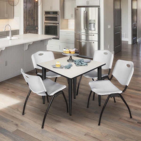 Regency Kahlo Square Table & Chair Sets, 48 W, 48 L, 29 H, Wood, Metal, Plastic Top, Maple - TPL4848PLBK47GY