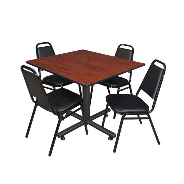 Kobe Square Tables > Breakroom Tables > Kobe Square Table & Chair Sets, Wood|Metal|Vinyl Top, Cherry - TKB4848CH29BK