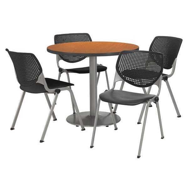 Kfi Round 36 W, 36 L, 29 H, Laminate Top, Medium Oak - T36RD-B1922SL-MO-2300-P10