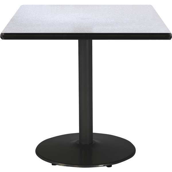 Kfi Square KFI 36" Square Breakroom Table with Grey Nebula Top, Round Black Base, 36 W, 36 L, 29 H - T36SQ-B1922-BK-GYN