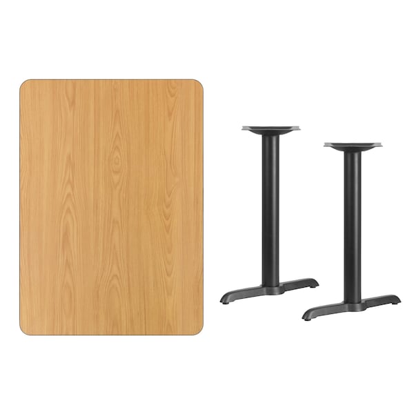 Flash Furniture Rectangle Natural Laminate Table, 30" W, 42" L, 31.125" H, Laminate Top, Wood Grain - XU-NATTB-3042-T0522-GG