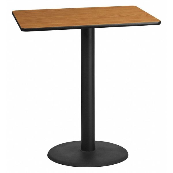 Flash Furniture Rectangle Ntural Lam Table, Rect w/Rnd Base, 30"x42", 30" W, 42" L, 43.125" H, Laminate Top - XU-NATTB-3042-TR24B-GG