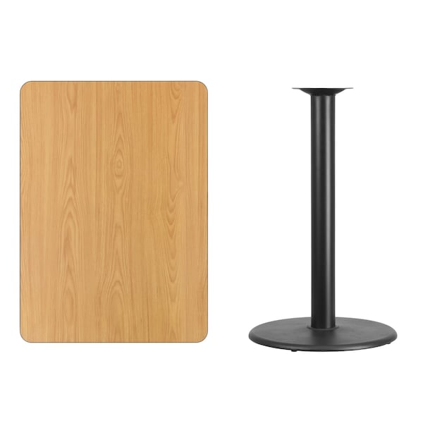 Flash Furniture Rectangle Ntural Lam Table, Rect w/Rnd Base, 30"x42", 30" W, 42" L, 43.125" H, Laminate Top - XU-NATTB-3042-TR24B-GG