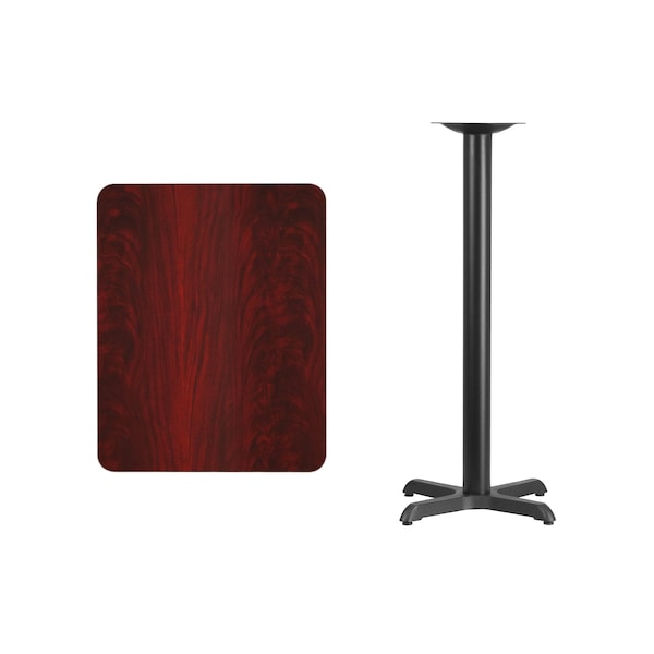 Flash Furniture Rectangle Laminate Table, 24" W, 30" L, 43.125" H, Laminate Top, Wood Grain - XU-MAHTB-2430-T2222B-GG