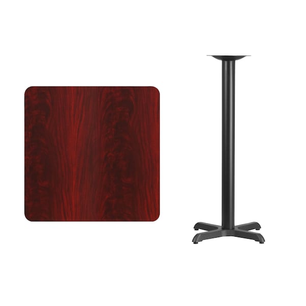 Flash Furniture Square Laminate Table, 30" W, 30" L, 43.125" H, Laminate Top, Wood Grain - XU-MAHTB-3030-T2222B-GG