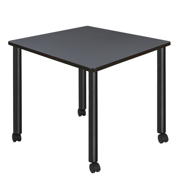 Regency Kee Mobile Tables, 42 W, 42 L, 29 H, Wood, Metal Top, Grey - TBMC4242GYBK