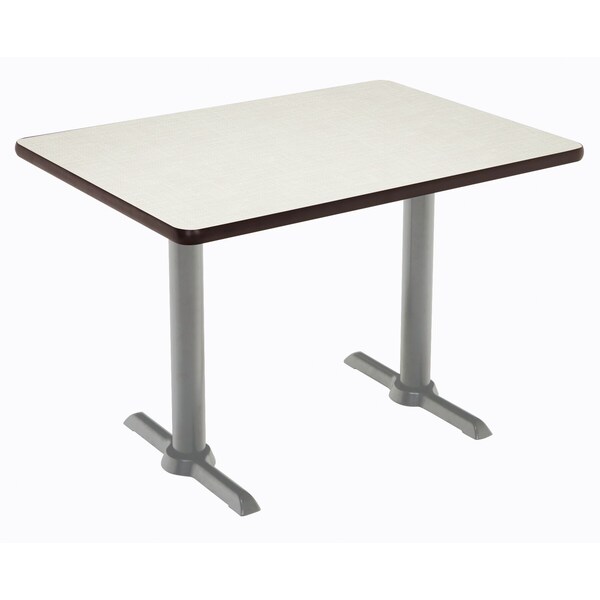 Kfi Rectangle KFI Mode 30" x 60" Conference Table, Crisp Linen Finish, Silver T-leg Base, Bistro Height - T3060-B2065-SL-CL-38