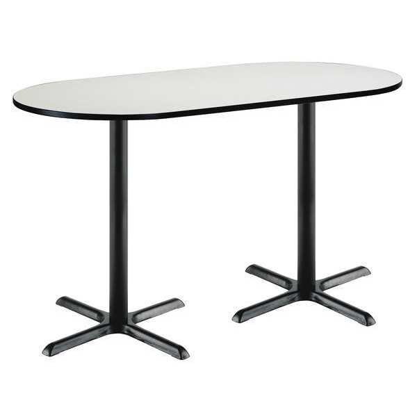 Kfi Racetrack Bistro Table, 72" W, 42" (Bar Height) H, Laminate Top, Crisp Linen - T3672R-B2025-BK-CL-38