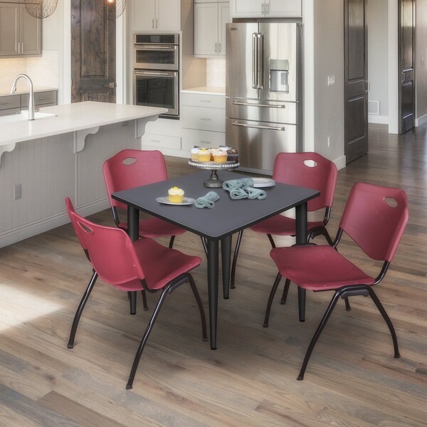 Regency Kahlo Square Table & Chair Sets, 48 W, 48 L, 29 H, Wood, Metal, Plastic Top, Grey - TPL4848GYBK47BY